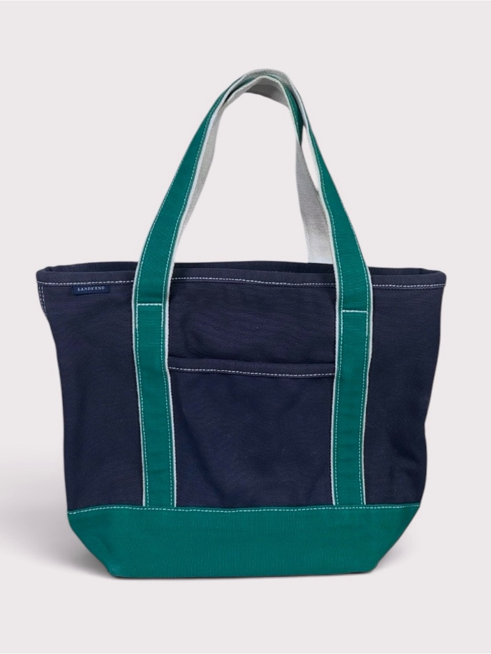 Vintage Lands’ End Medium Canvas Zip-up Boat Tote